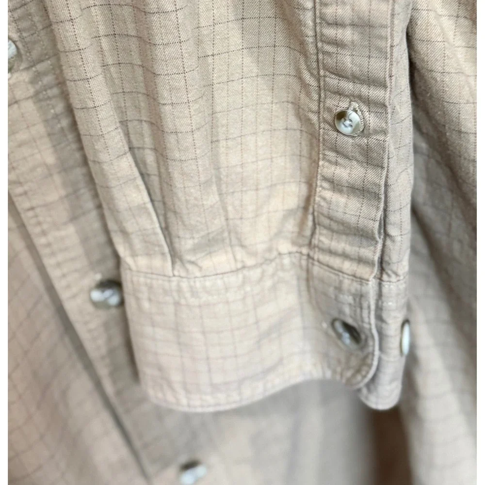 Columbia Sportswear Tan Micro Grid Button Down Shirt Mens LT Tall AJ7739 Cotton